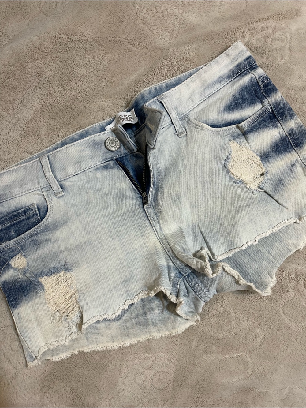 Express Light Blue Distressed Denim Shorts